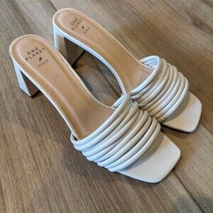 ONE PLANET by Qupid Sandals Womens Size 10 White Strappy Square Toe Slides
